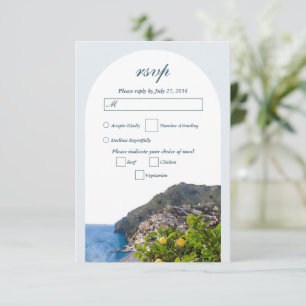 Aquarell Amalfi-Küste Bogen Italien Zitronen Hochz RSVP Karte