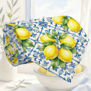 Aquarell Amalfi Zitrone Mittelmeer Diamanten Krawatte