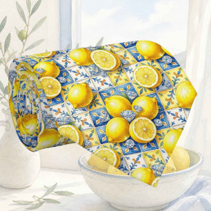 Aquarell Amalfi Zitrone Mittelmeer Diamanten Krawatte
