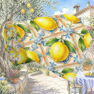 Aquarell Amalfi Zitrone Mittelmeer Diamanten Krawatte
