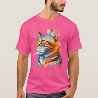 Aquarell American Shorthair Katze Bunte Katze Lieb T-Shirt