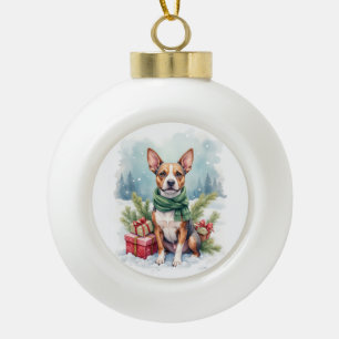 Aquarell American Staffordshire Terrier Rustikal Keramik Kugel-Ornament