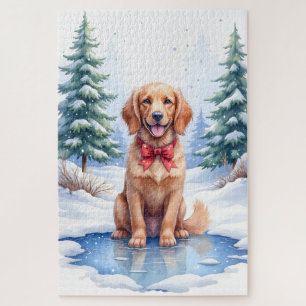Aquarell American Water Spaniel Gefrorener Teich Puzzle