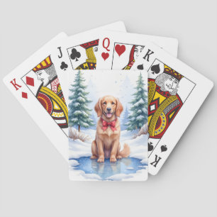 Aquarell American Water Spaniel Gefrorener Teich Spielkarten