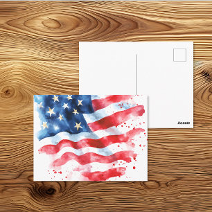 Aquarell-Amerikafahne-Kunst Postkarte