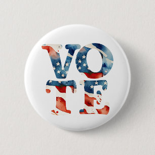 Aquarell-amerikanische Flagge Wahl Wähler Wahlrech Button