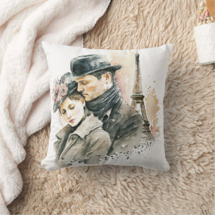 Aquarell-Amour in Paris-Kuschel-Kissen Kissen