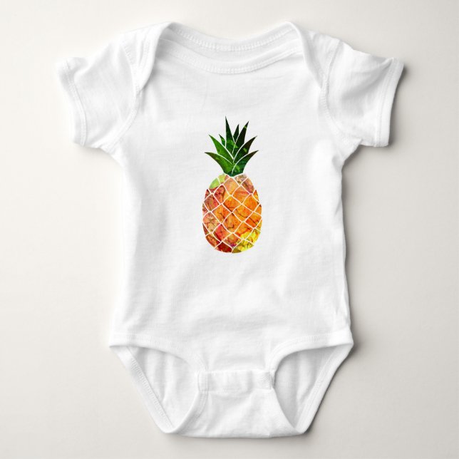 Aquarell-Ananas Baby Strampler (Vorderseite)