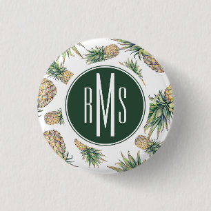 Aquarell-Ananas-Muster Button