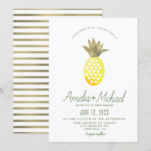 Aquarell-Ananas-Pina-Tropen-Faux-Folie-Hochzeit Einladung