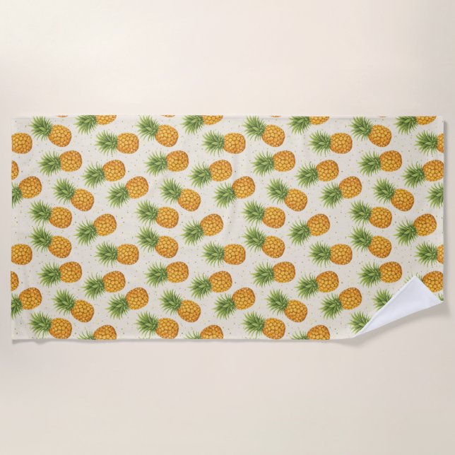 Aquarell-Ananas Strandtuch (Vorderseite)