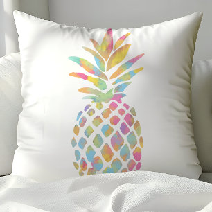 Aquarell-Ananas Tropischer Regenbogen Kissen