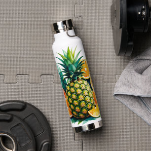 Aquarell-Ananas & Zitrus Tropisches Obst Wasserf Trinkflasche