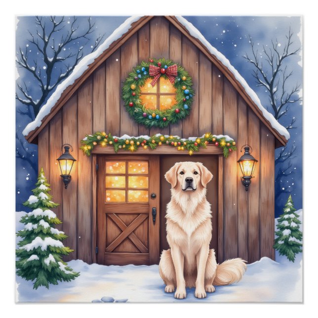 Aquarell Anatolischer Hirtenhund Rustikale Scheune Poster (Vorderseite)