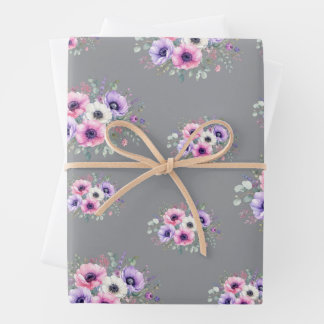 Aquarell-Anemone-Blumendesign Geschenkpapier Set