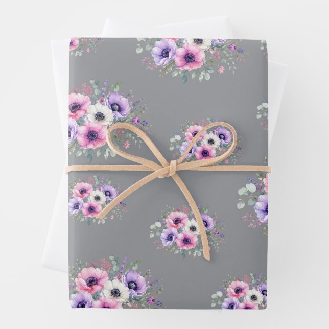 Aquarell-Anemone-Blumendesign  Geschenkpapier Set (Beispiel)