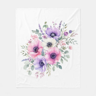 Aquarell-Anemonen-Blumen-Floraldecke Fleecedecke