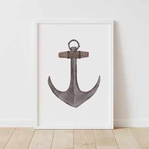 Aquarell Anker Maritimes Dekor Poster