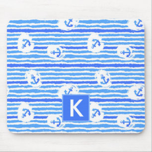 Aquarell-Anker-Muster   addieren Ihre Initiale Mousepad