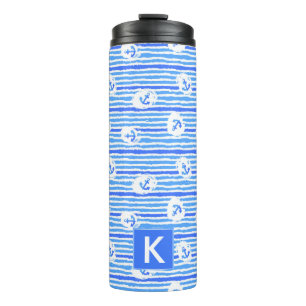 Aquarell-Anker-Muster addieren Ihre Initiale Thermosbecher