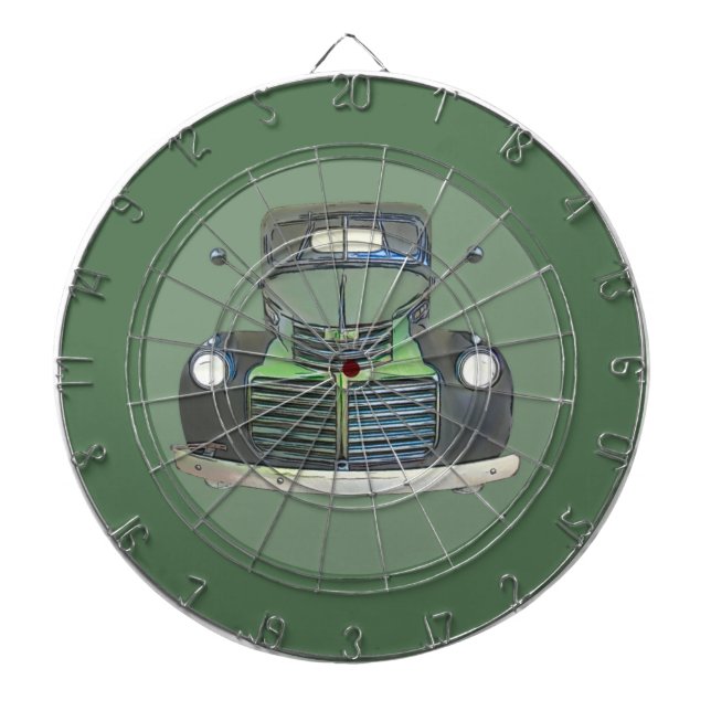 Aquarell Antik LKW Dartboard Dartscheibe (vorne)