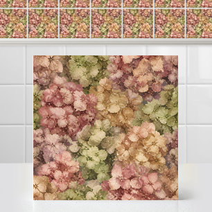 Aquarell Antique Hortensien-Blüten Blumenmuster Fliese