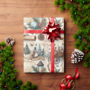 Aquarell Antiquität Winter/Weihnachten Schrift Geschenkpapier