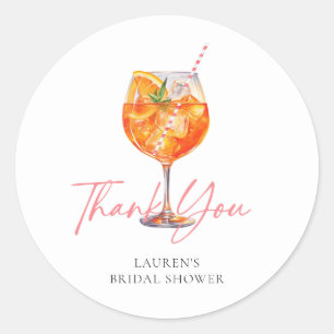 Aquarell Aperol Spritz Brautparty Dankeschön Runder Aufkleber