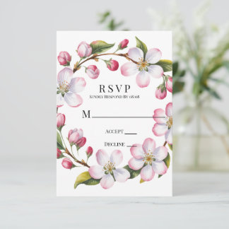 Aquarell Apfel Kirschblüten Hochzeit RSVP Karte