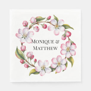 Aquarell Apfel Kirschblüten Hochzeit Serviette