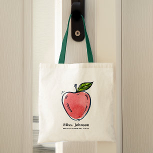Aquarell-Apfel personalisierter Lehrer Tragetasche