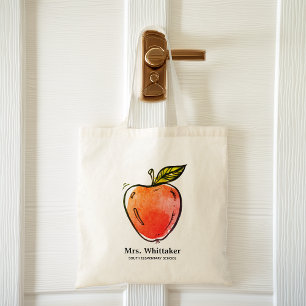 Aquarell-Apfel personalisierter Lehrer Tragetasche