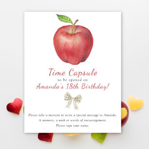 Aquarell Apfel Zeitkapsel 1. Geburtstag Poster