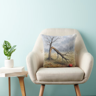 Aquarell Apfelbaum mit Bruch Kissen