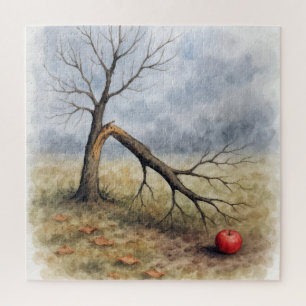 Aquarell Apfelbaum mit Bruch Puzzle
