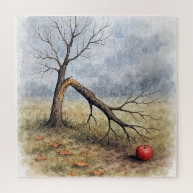 Aquarell Apfelbaum mit Bruch  Puzzle (Vertikal)
