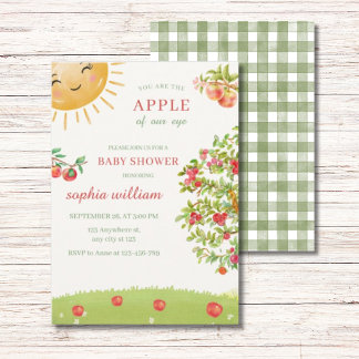 Aquarell-Apfelgarten-Baby-Shower Einladung