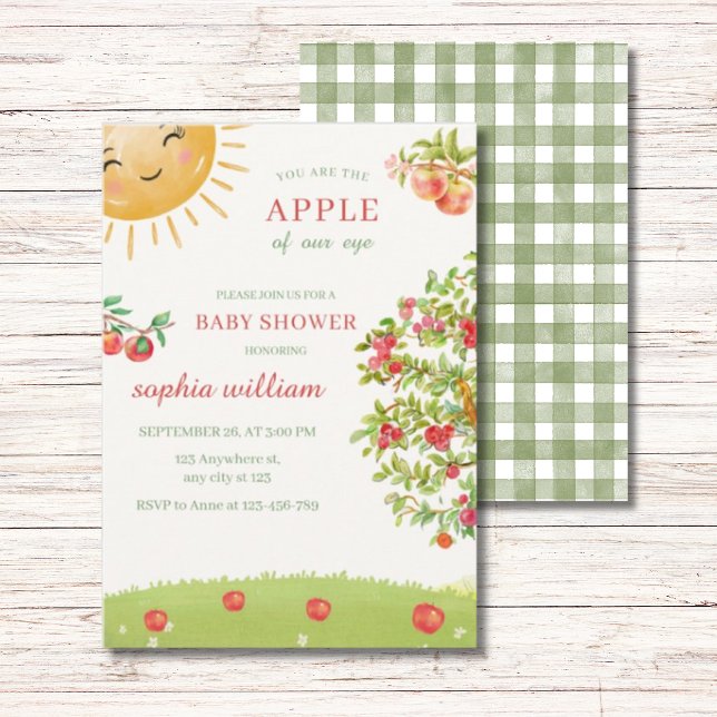 Aquarell-Apfelgarten-Baby-Shower Einladung (Von Creator hochgeladen)