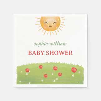 Aquarell-Apfelgarten-Baby-Shower Serviette