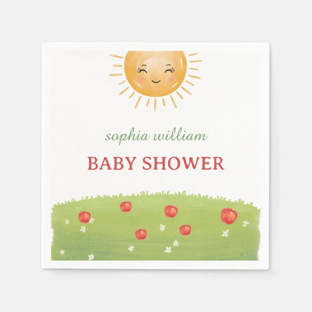 Aquarell-Apfelgarten-Baby-Shower Serviette (Vorderseite)