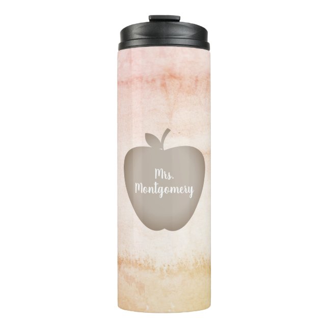 Aquarell  Apple-Lehrer Thermosbecher (Vorderseite)