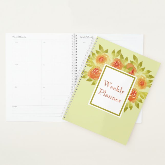 Aquarell-Aprikosenfarbe-Rosen wöchentlich Planer (Anzeige)