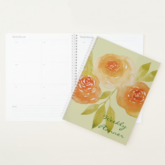 Aquarell-Aprikosenrosen wöchentlich Planer (Anzeige)
