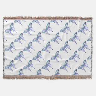 Aquarell aqua blau violetter Schmetterling Decke
