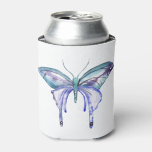 Aquarell aqua blau violetter Schmetterling Dosenkühler