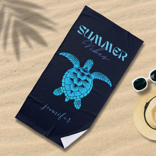 Aquarell Aquamarin Blaue Meeresschildkröte Persona Strandtuch (Von Creator hochgeladen)