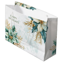 Aquarell Aquamarin Blumengebäck Weihnachtsgeschenk Große Geschenktüte