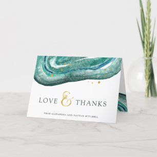 Aquarell Aquamarin und Goldgeode   Hochzeit Danke
