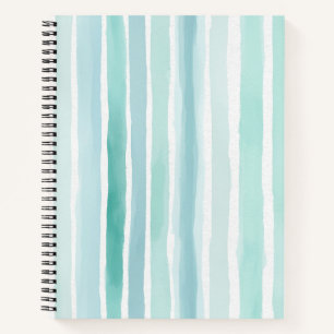 Aquarell-Aquamarin-Vertikalstreifen-Muster Küste  Notizbuch