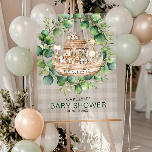 Aquarell Arche Noah Gingham Willkommens-Baby-Party Acrylschild